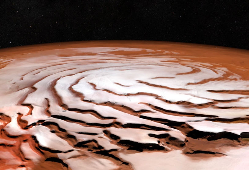 Le pôle nord de Mars par la sond Mars Express